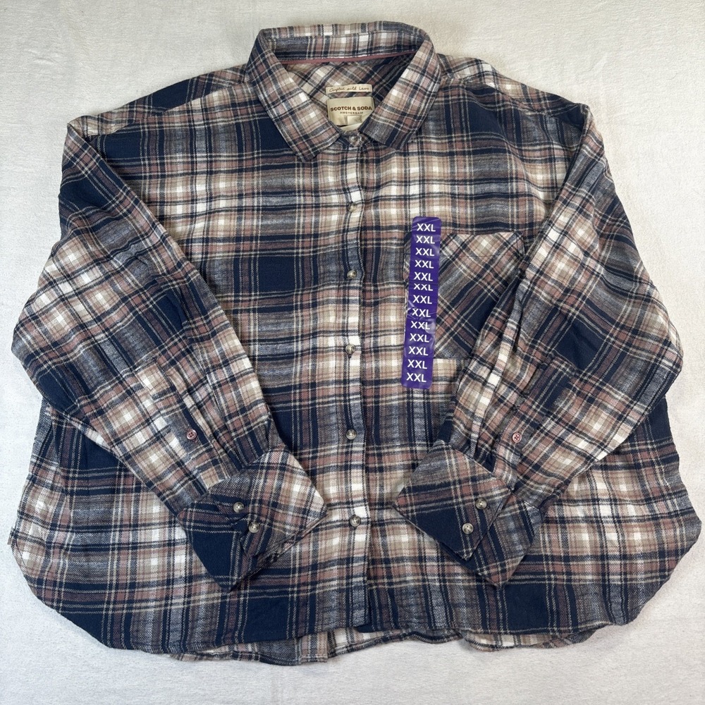 Scotch & Soda Amsterdam Women's Pink Plaid Flannel Size XXL